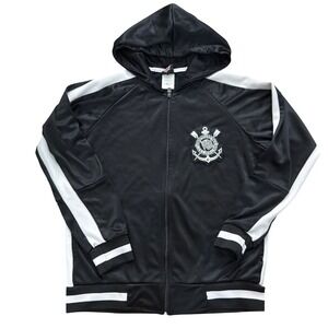 SC Corinthians Paulista Track Jacket Full Zip Hoodie Black White Size M FF25
